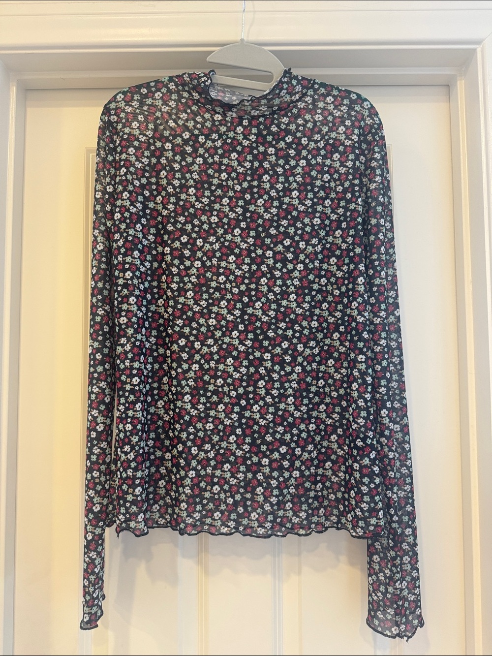 Oli & Hali Floral Mesh Mock-neck Shirt